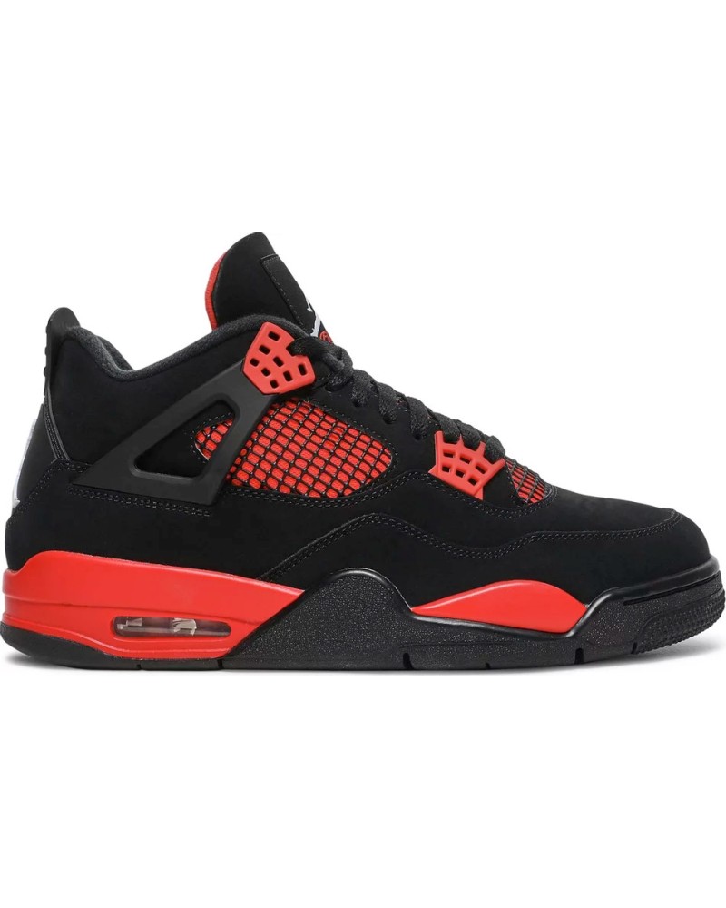 Image des Air Jordan 4 Retro 'Red Thunder' en noir et rouge