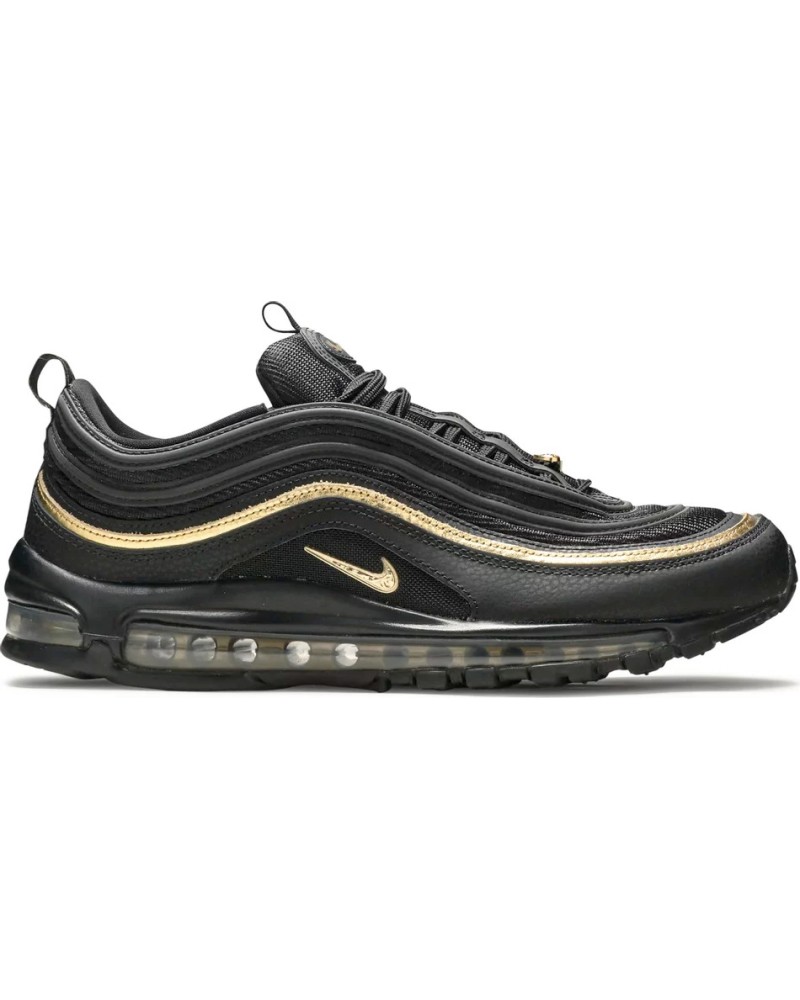 Image des Nike Air Max 97 en noir et or métallique